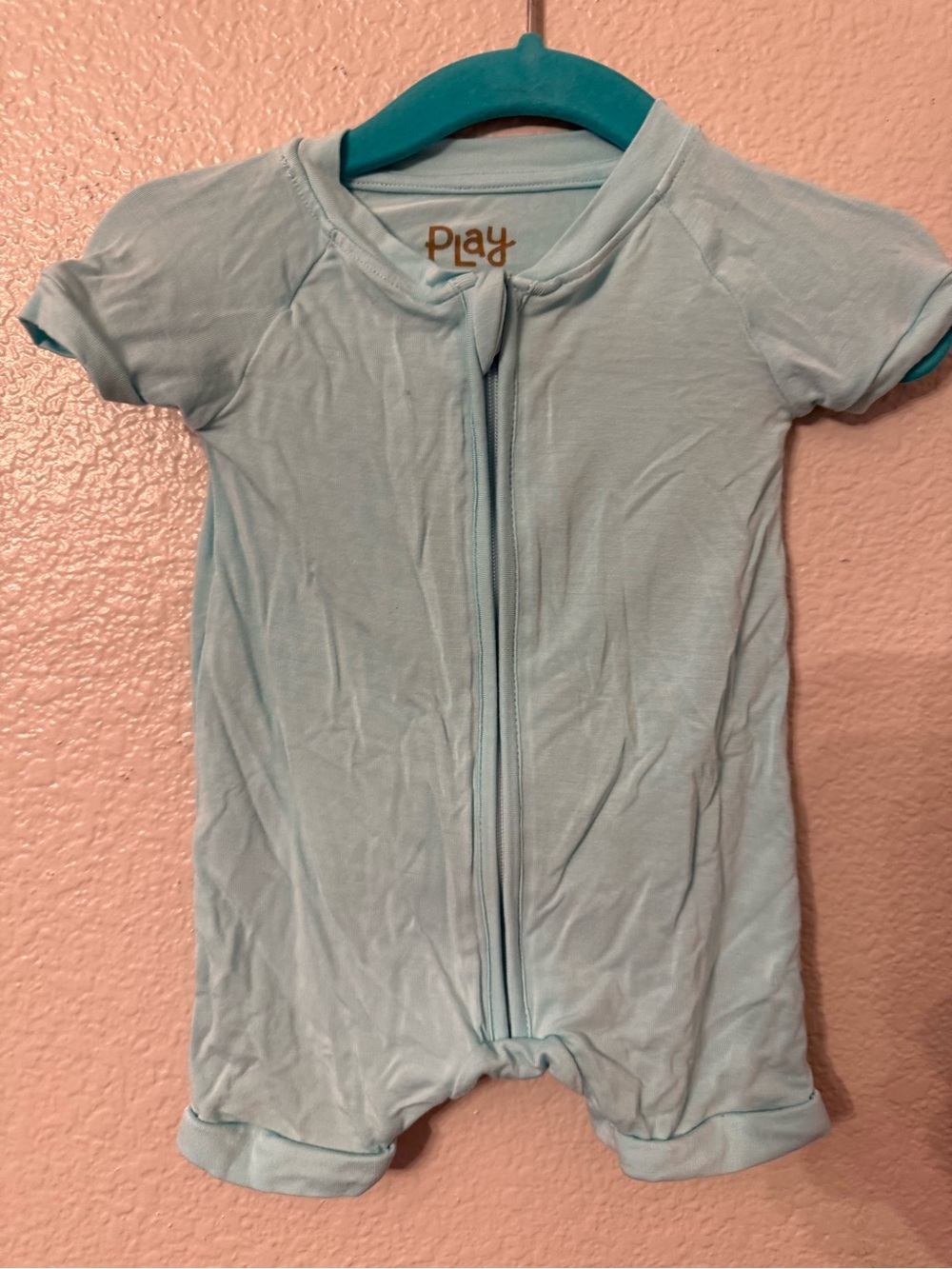 Little Sleepies Light Blue Short-Sleeve Zip One-Piece